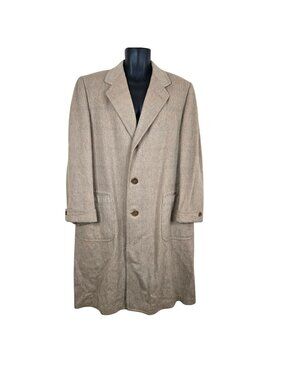 Vintage 1940s Beige Wool Car Coat Overcoat Mens Size L Embassy Scotland